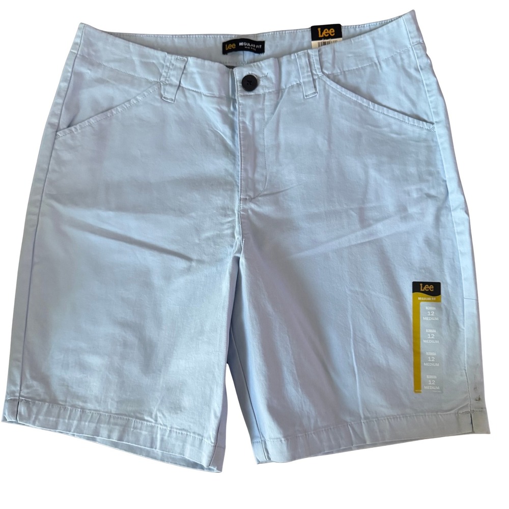Lee Womens Regular Fit Mid Rise Bermuda Shorts Blue Sky Size 12 NWT 112317860
